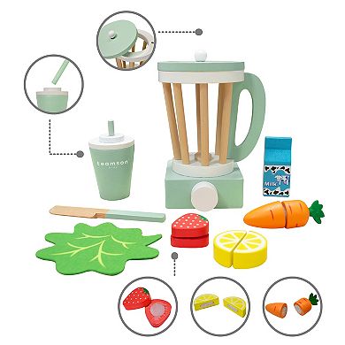 Teamson Kids 8-Piece Wooden Toy Blender Accessories Playset