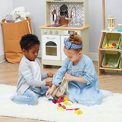 Teamson Kids 10-Piece Cuttable Play Food & Market Bag Playset