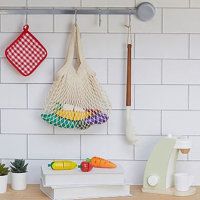 Teamson Kids 10-Piece Cuttable Play Food & Market Bag Playset