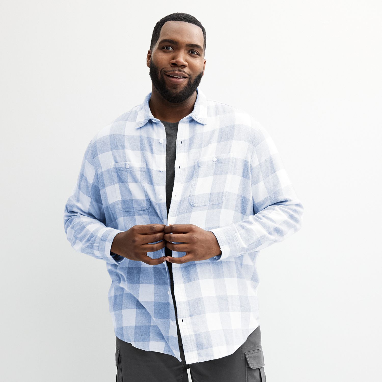 トップス SUNDAYS BEST DOWN TOWN FLANNEL SHIRT XL 7091855_Blue_Buff_Check