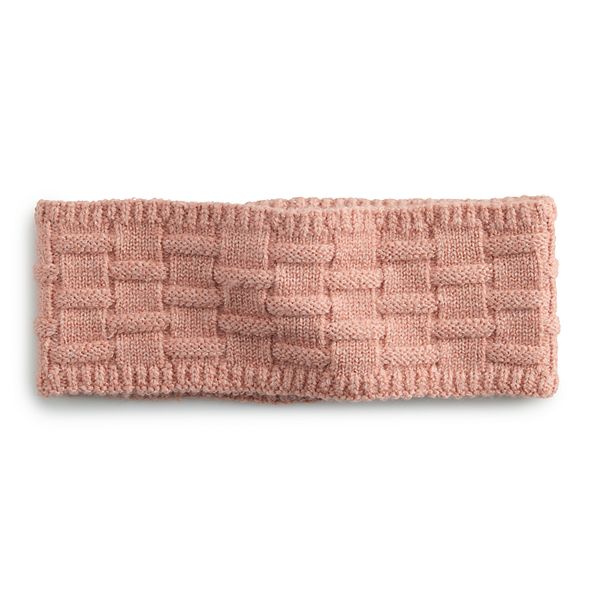 Women's Sonoma Goods For Life Basket Weave Cold Weather Headband - Pink Nouveau