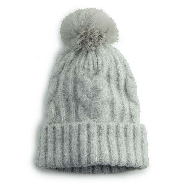 Women's Sonoma Goods For Life® Unlined Brushed Cable Knit Beanie - Light Grey