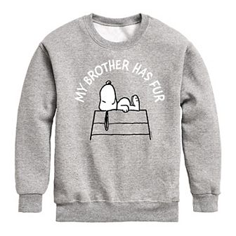 Boys 8-20 Peanuts Snoopy Brother Has Fur Fleece Sweatshirt