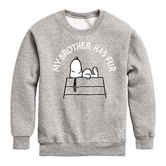 Boys 8-20 Peanuts Snoopy Brother Has Fur Crew Fleece Sweatshirt