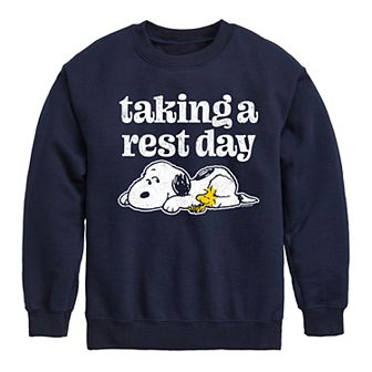 Boys 8-20 Peanuts Snoopy & Woodstock Taking A Rest Day Fleece Sweatshirt