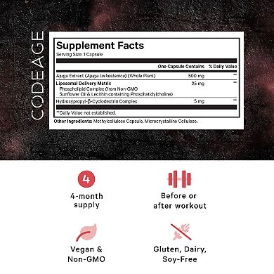 Codeage Liposomal Turkesterone 500 mg Supplement 120 ct