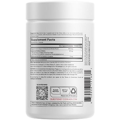 Codeage Liposomal Turkesterone 500 mg Supplement 120 ct