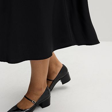 Plus Size Nine West Satin Midi Skirt