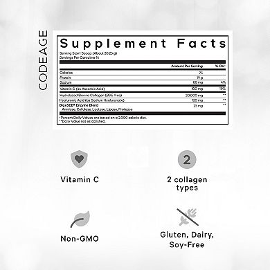 Codeage Collagen Peptides Powder + Vitamin C 9.98 oz