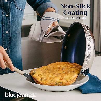 Blue Jean Chef 3-piece Stainless Steel Cookware Set, Hammered Finish, Tri-ply Construction Clad