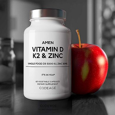 Amen Vitamin D, K2 & Zinc Supplement 60 ct