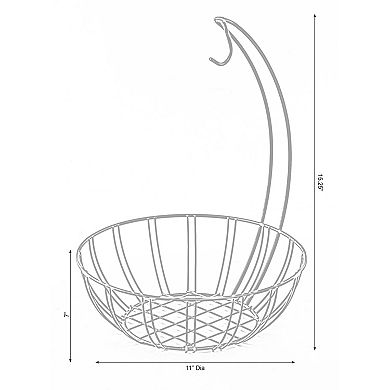 Wire Metal Fruit Basket Holder With Banana Hanger