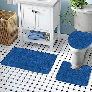 3 Piece Bath Rug Set: 1 BR(18" x 30") , 1 CM(18" x 18") And 1 Toilet Seat Cover(APX 18" x 18")