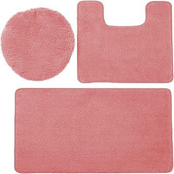 3 pc Bath Rug Set: 1 BR(18" x 30") , 1 CM(18" x 18") And 1 Toilet Seat Cover(APX 18" x 18")