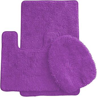 3 pc Bath Rug Set: 1 BR(18" x 30") , 1 CM(18" x 18") And 1 Toilet Seat Cover(APX 18" x 18")