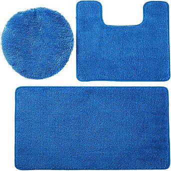3 pc Bath Rug Set: 1 BR(18" x 30") , 1 CM(18" x 18") And 1 Toilet Seat Cover(APX 18" x 18")