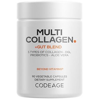 Multi Collagen Capsules + Gut Health Blend, Digestion Probiotics, Collagen 5 Types Botanicals, 90 ct