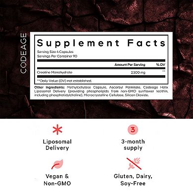 Codeage Liposomal Creatine Monohydrate 3000 mg Capsules 360 ct