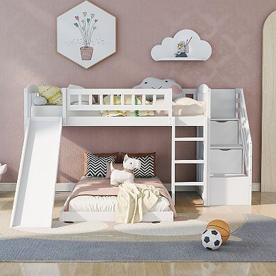 Merax Stairway Bunk Bed With Two Drawers And Slide