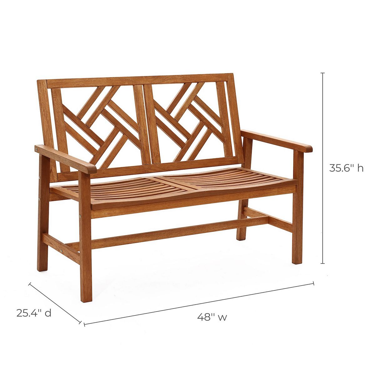 LuxenHome Carmel loveseat park bench dimensions 48" wide