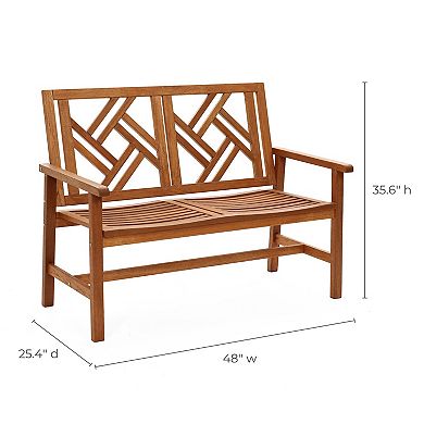 LuxenHome Carmel Solid Wood Outdoor Loveseat Park Bench