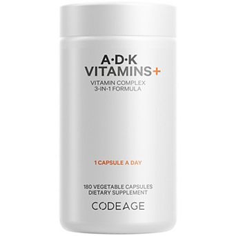 Codeage ADK Vitamins, Vitamin A, D3 5000 IU & K Supplement 180 ct