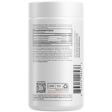 Codeage ADK Vitamins, Vitamin A, D3 5000 IU & K Supplement 180 ct