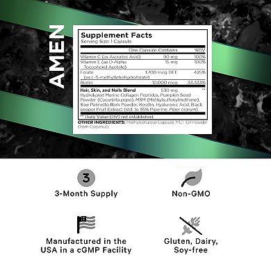 Amen Biotin Collagen Peptides + Vitamins C & E, Keratin 90 ct