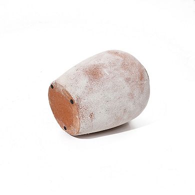 LuxenHome Marble Brown And White 12 inch Tall Terracotta Vase
