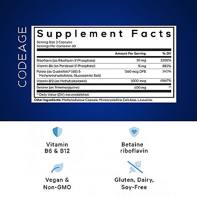 Codeage Methylfolate B Complex - Folate Riboflavin B6 & B12 120 ct