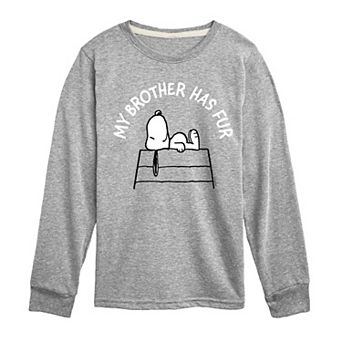 Boys 8-20 Peanuts Snoopy Brother Has Fur Long Sleeve Graphic Tee