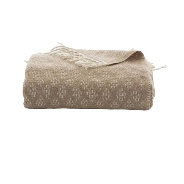 Discover Europe Luxury Diamond Pattern Throw Blanket - Tan