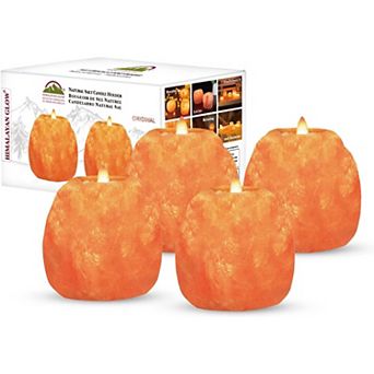 Himalayan Glow Candle Holders, Hand Crafted Himalayan Salt Candle Holder 4 Pack