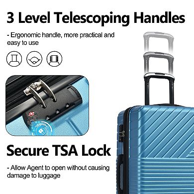 3pcs Luggage Set Durable Abs Matte With Tsa Lock & Silent Spinner Wheels