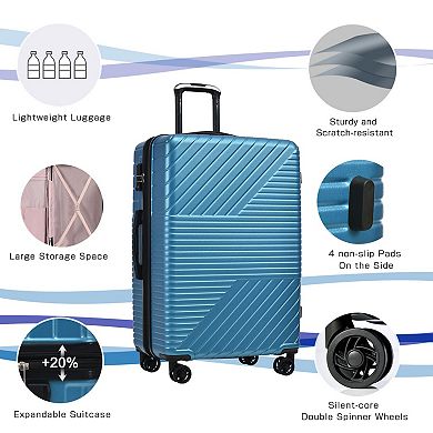 3pcs Luggage Set Durable Abs Matte With Tsa Lock & Silent Spinner Wheels