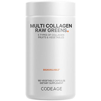 Codeage Multi Collagen Protein + Raw Greens Capsules Supplement 180 ct