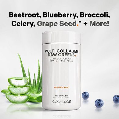 Codeage Multi Collagen Protein + Raw Greens Capsules Supplement 180 ct