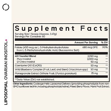 Codeage Liposomal Ovarian Inositol + Folate & CoQ10 Powder Supplement 5.2 oz