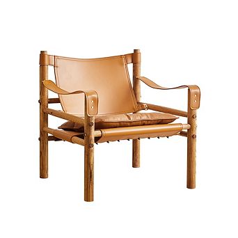 Saddle Leather Comfort Lounge Chair, Brown