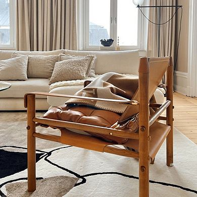 Saddle Leather Comfort Lounge Chair, Brown