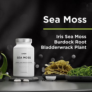 Amen Sea Moss, Bladderwrack & Burdock Seaweed Superfood 90 ct