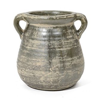 LuxenHome Rustic Farmhouse Brown Jug 8.7-inch Tall Terracotta Vase