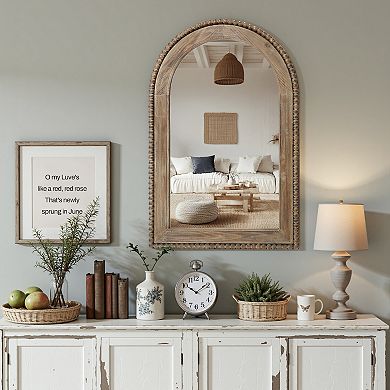 LuxenHome 39" Wood Framed Arch Wall Mirror Accent Bathroom Vanity Mirror Large Wall Mounted Mirror