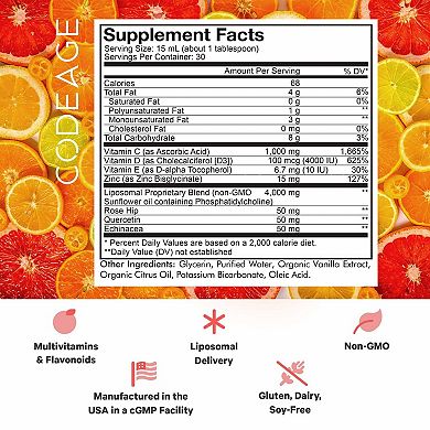 Codeage Wonder-C Liposomal Liquid Vitamin C + Zinc Supplement 15.22 fl oz