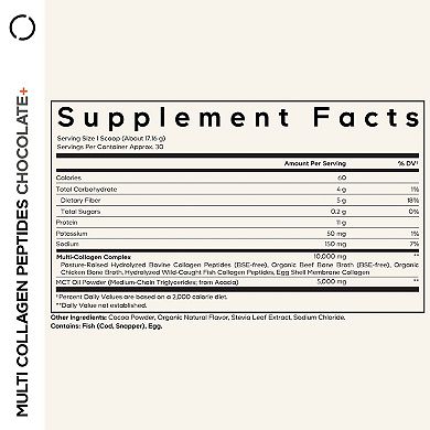 Codeage Multi Collagen Peptides Protein Chocolate Powder Supplement 18.17 oz