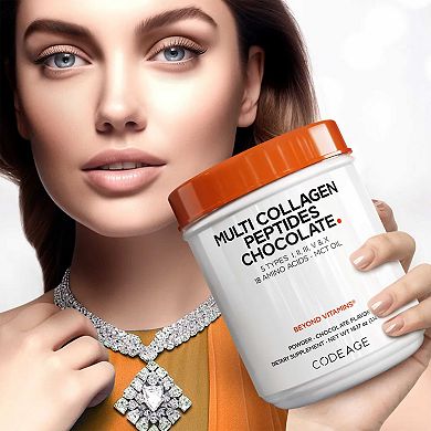 Codeage Multi Collagen Peptides Protein Chocolate Powder Supplement 18.17 oz