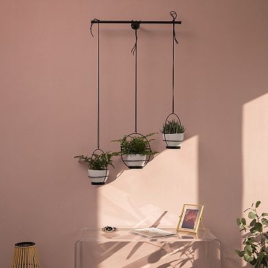 Decorative Metal Hanging Planter with Tree Pots for Flowers