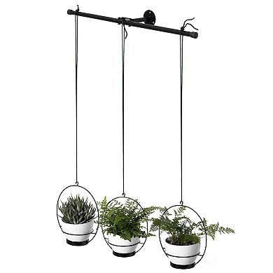 Decorative Metal Hanging Planter with Tree Pots for Flowers
