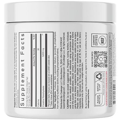 Codeage Creatine Monohydrate Powder Supplement 1-Month Supply, 30 Servings