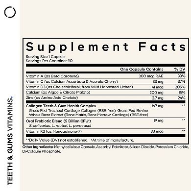 Codeage Teeth & Gums Vitamins + Collagen & Probiotics Supplement 90 ct